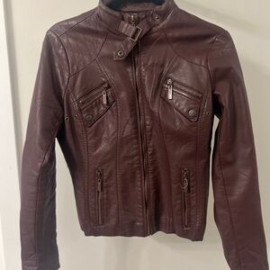 JouJou Size Small Brown Leather Moto Jacket — effortless, edgy, and timeless